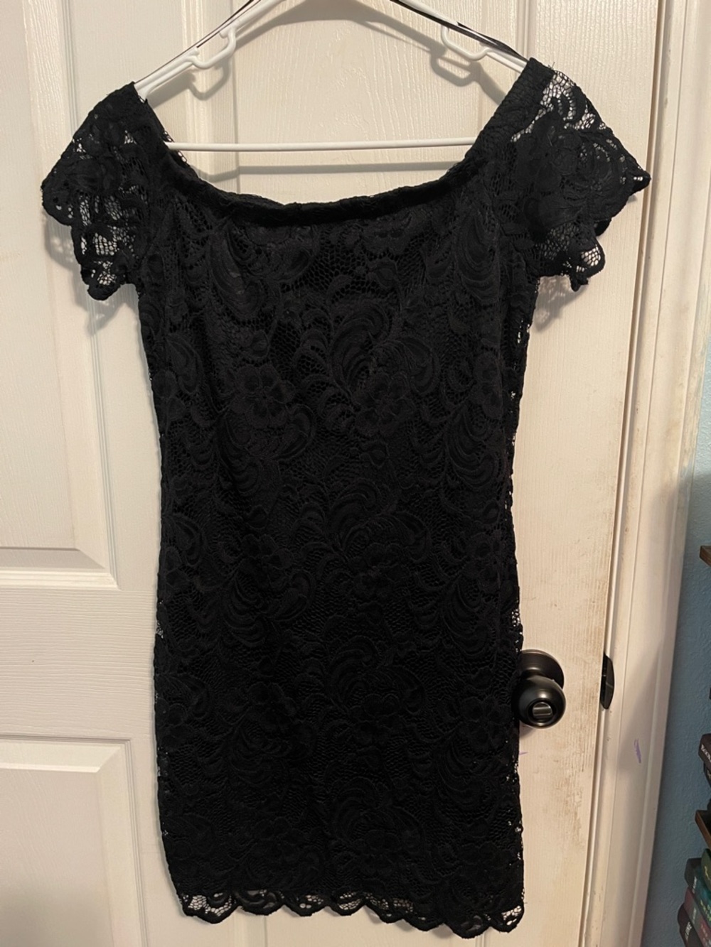 Ambiance Black Open Shoulder Lace Dress